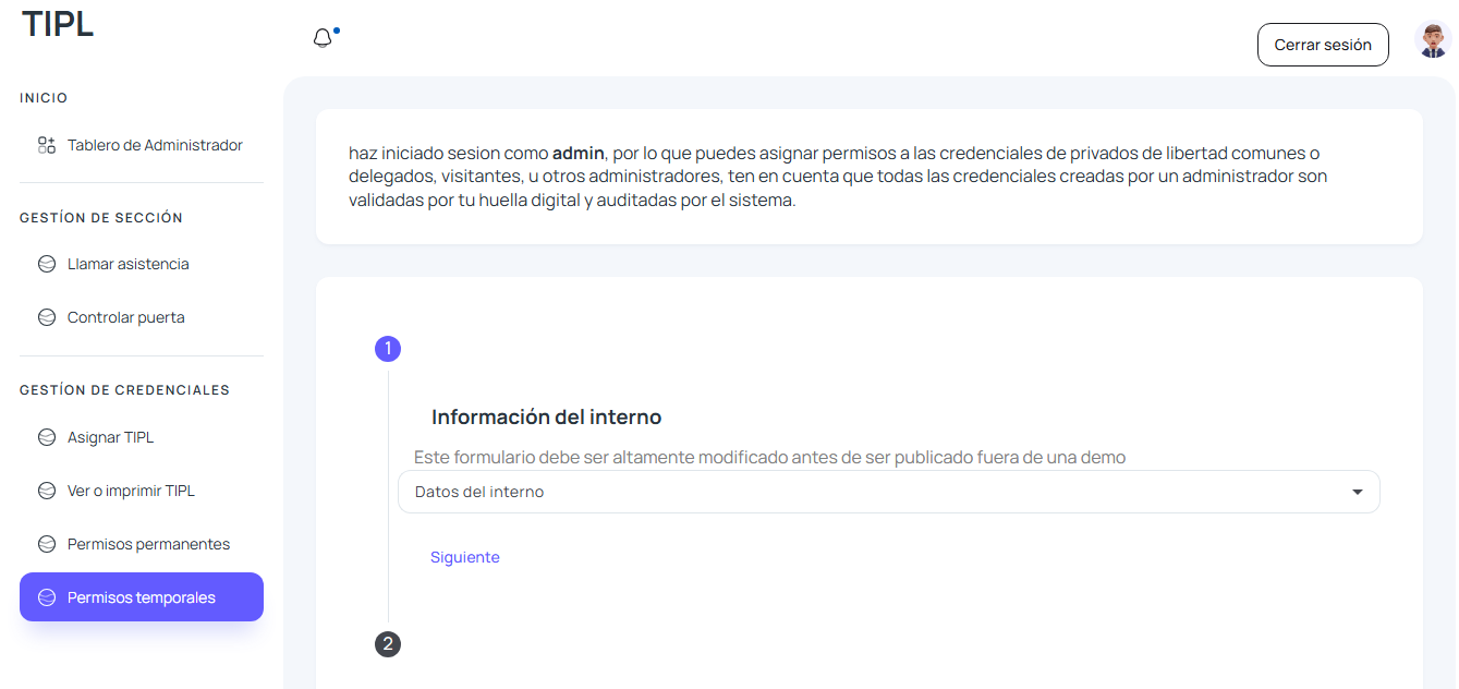 Gestión de permisos temporales con QR de un solo uso